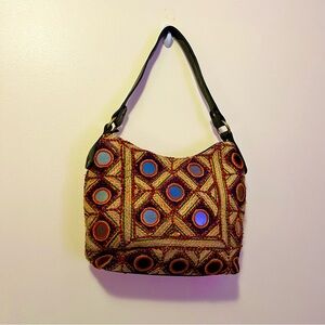 Clever Carriage Company Embroidered Mirror Shoulder Bag Boho India Vintage VTG